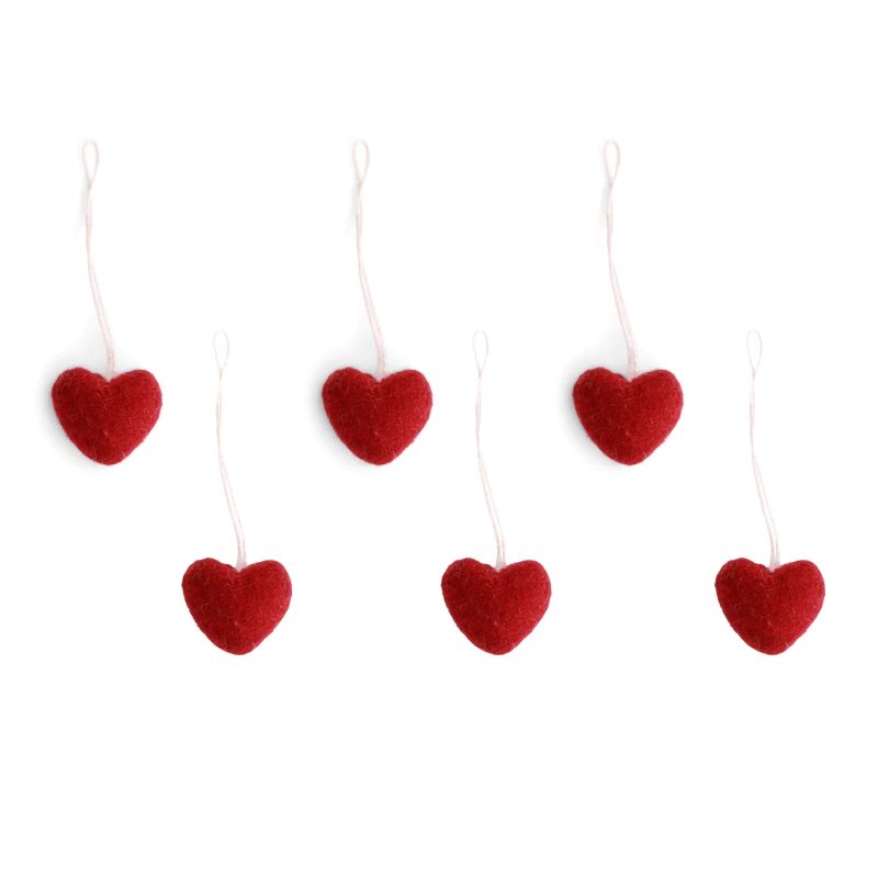 Gry & Sif Baumschmuck Filz Herz Anhänger 6er Set - verschiedene Farben