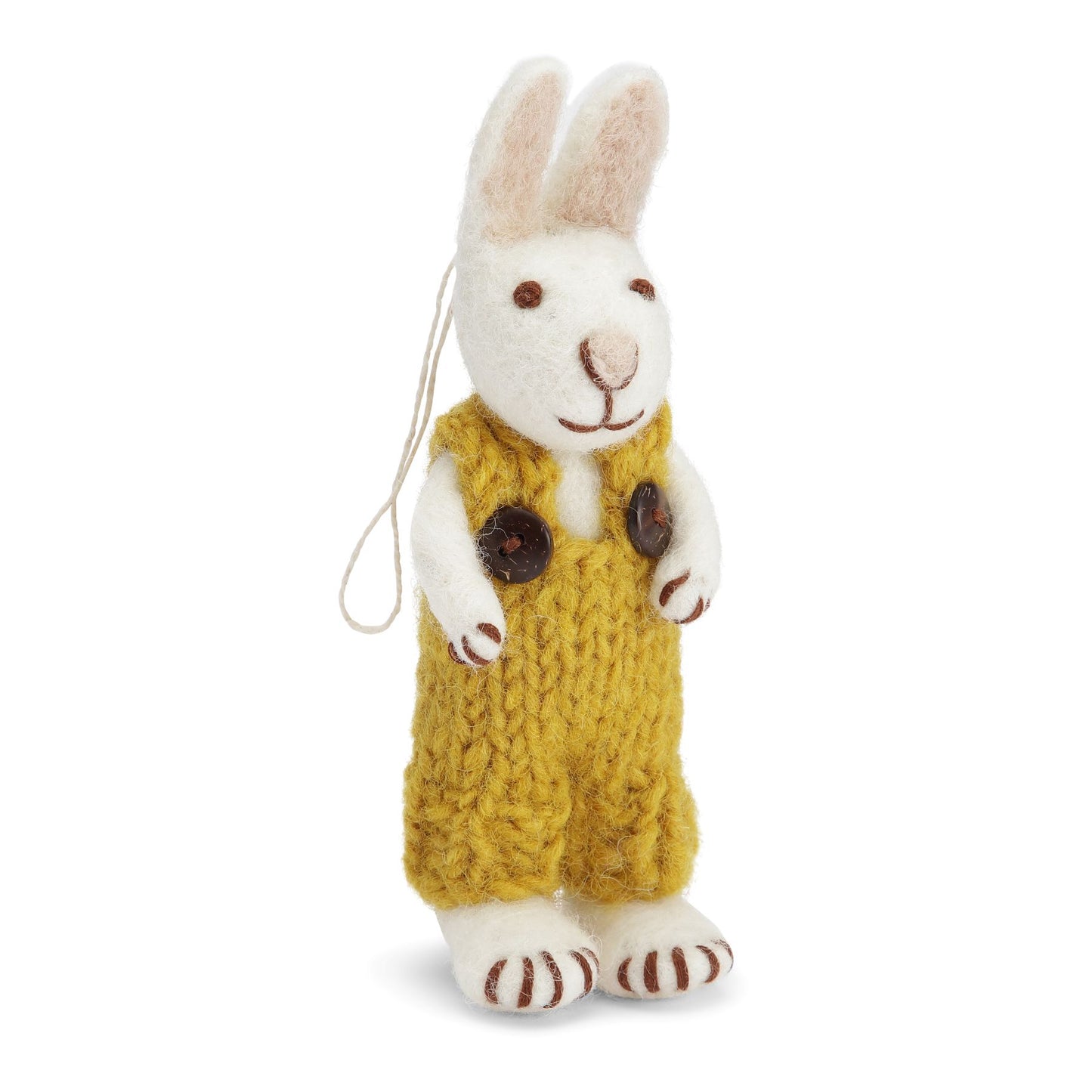 Gry & Sif Osterhase Filz mit Latzhose Anhänger - weiß