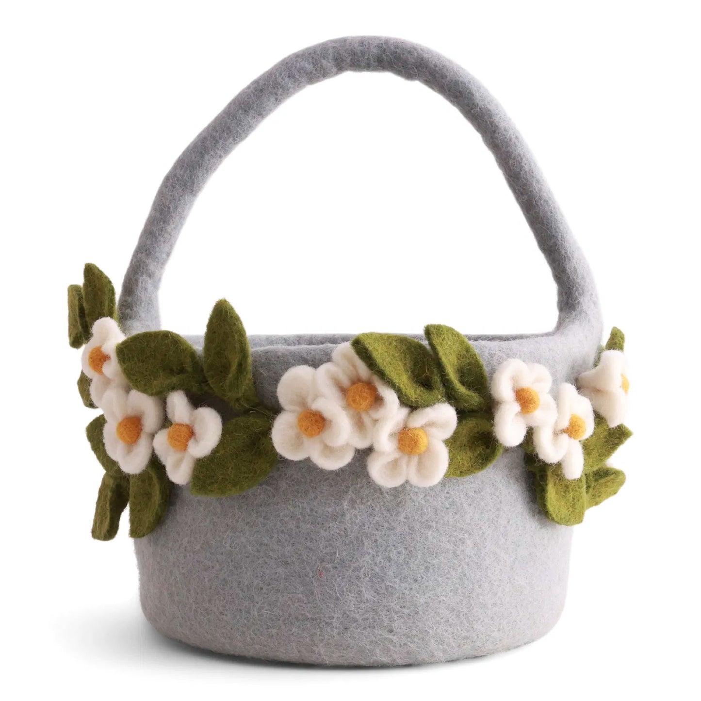 Gry & Sif Filz Korb mit Filzblumen Blüten und Blätter