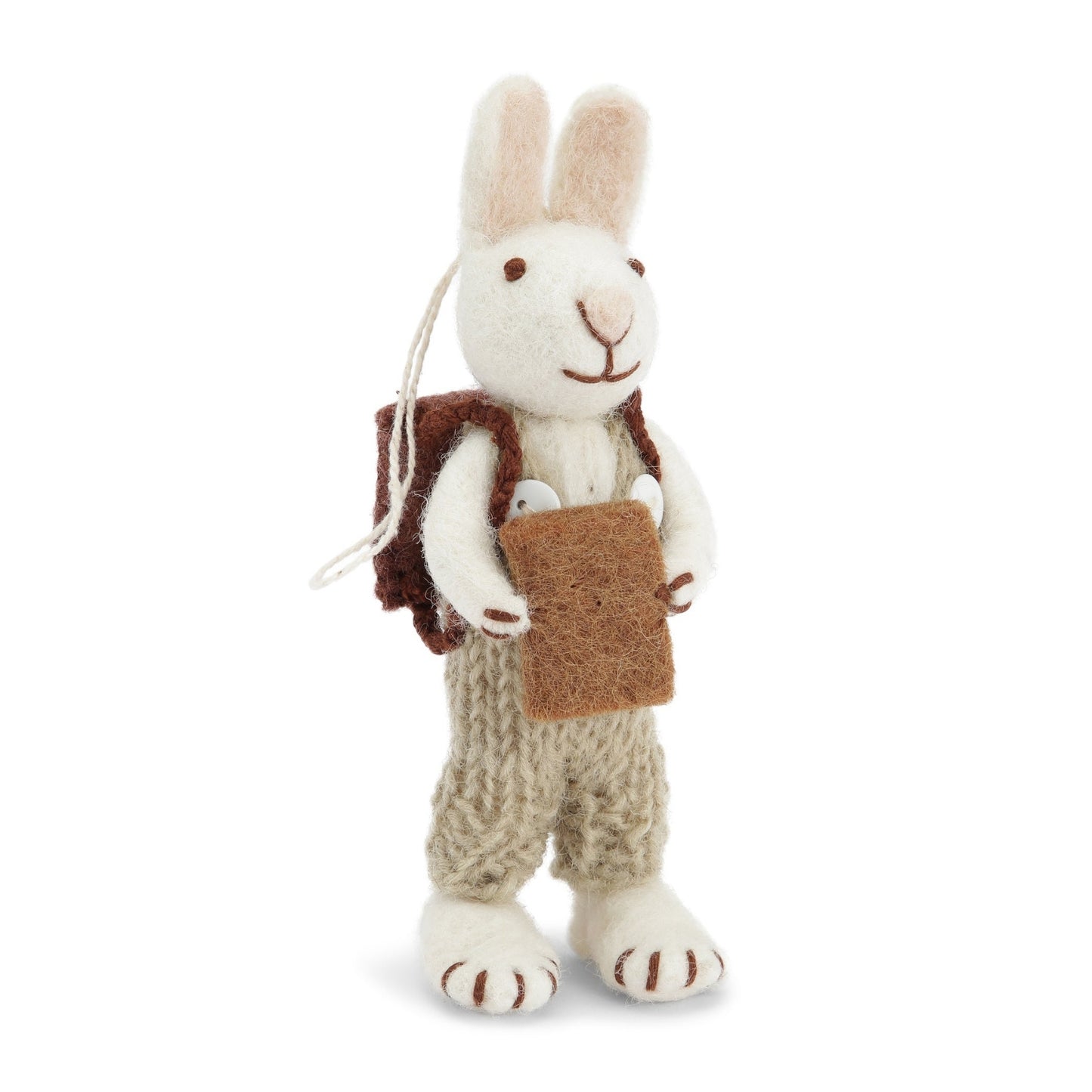 Gry Sif. Filz - Großer Osterhase weiß mit Hose Rucksack und Buch