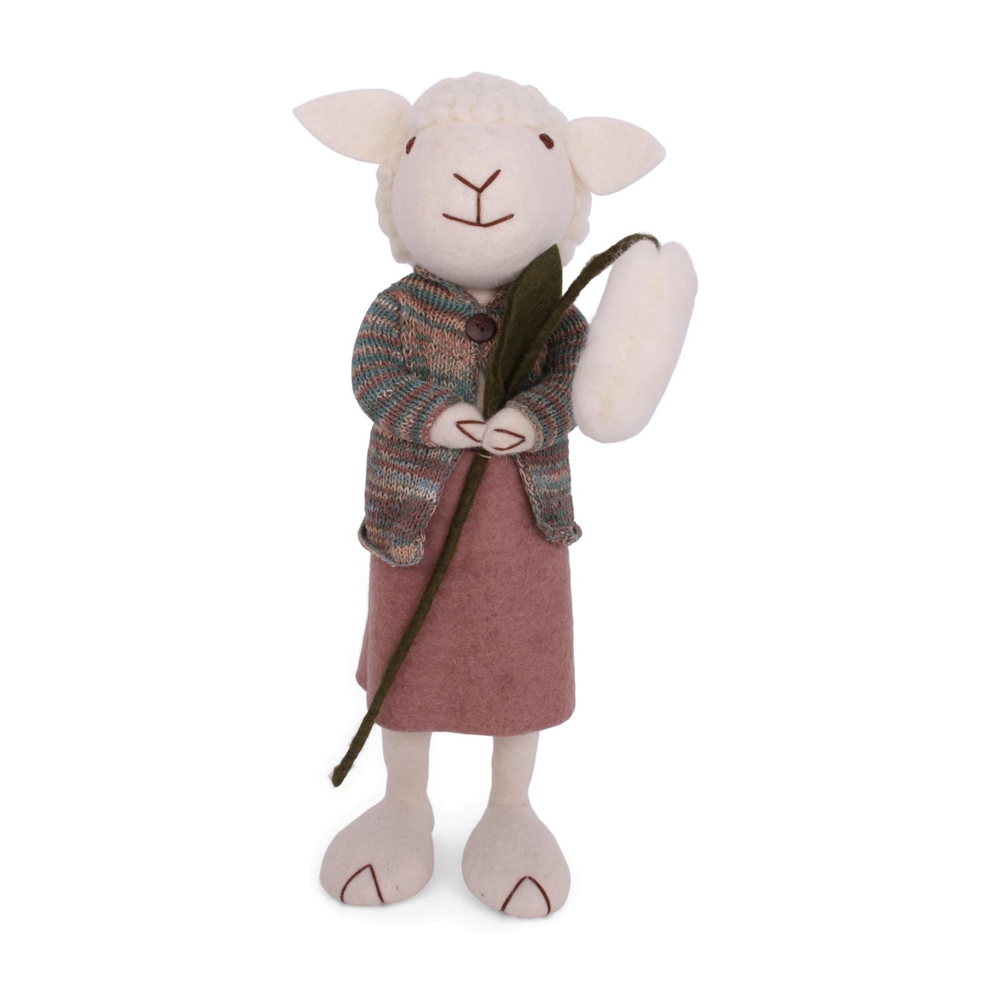 Gry Sif. Filz - Großes Osterhasen Mädchen grau mit Kleid und Osterei