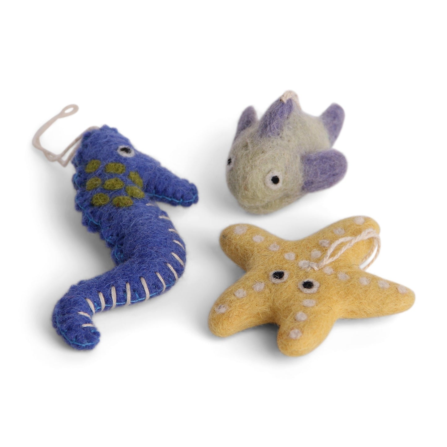 Gry Sif. Filz - Meeresbewohner 3er Set Fisch Seepferdchen Seestern Anhänger