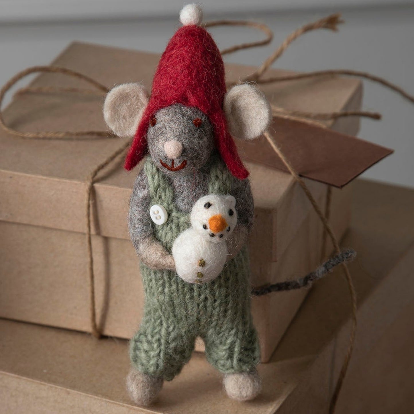 Gry  Sif. Filz - Weihnachtsmaus mit Hose und Schneemann Anhänger