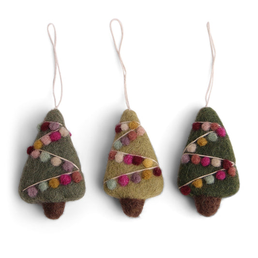 Gry  Sif. Filz - geschmückte Weihnachtsbäume 3er Set Anhänger