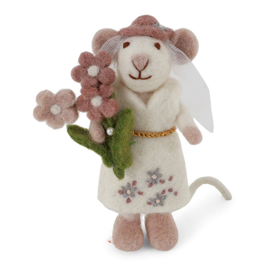 Gry & Sif Filz Hochzeit Maus Braut mit Filzblumen