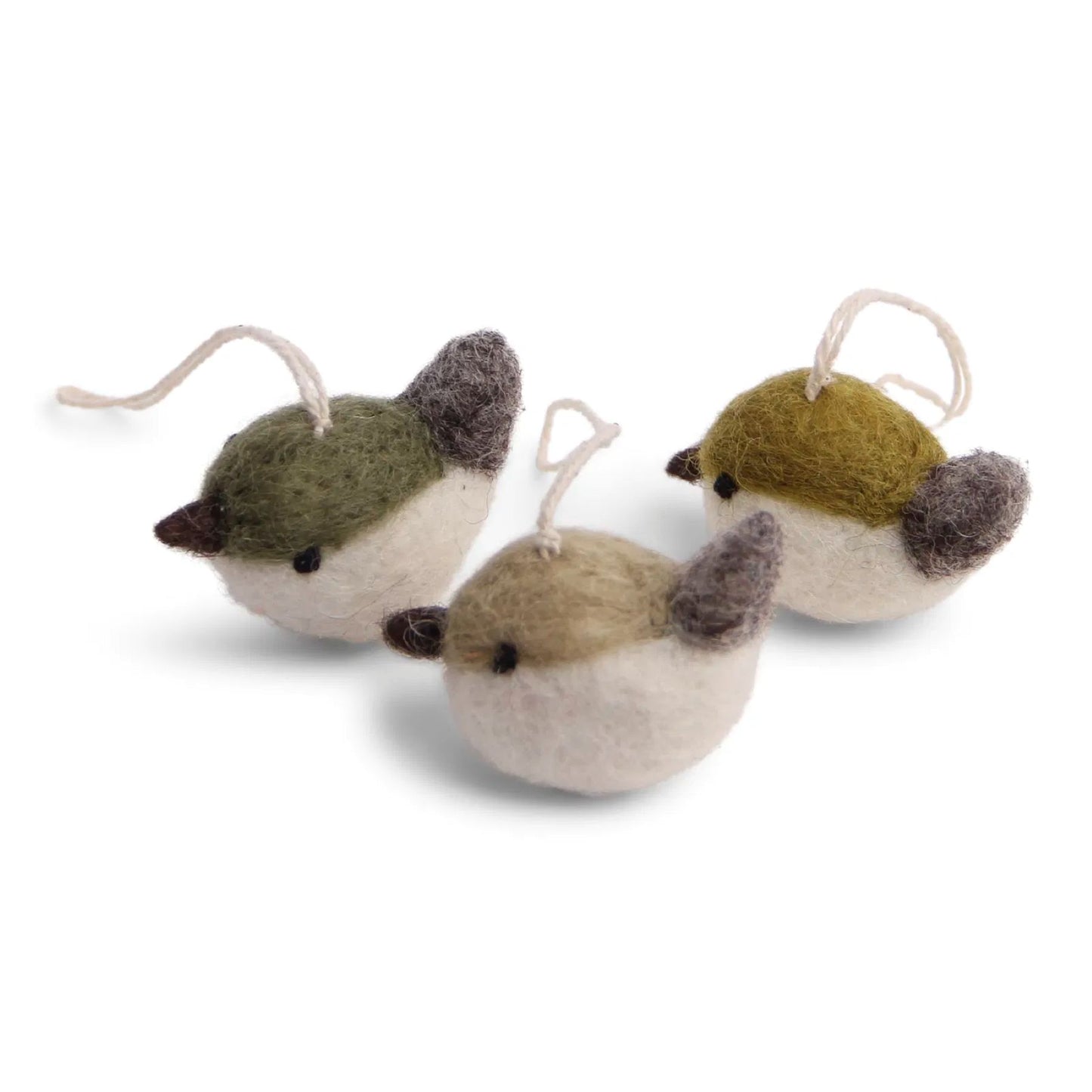 Gry & Sif Filz Vögel Anhänger 3er Set - grün