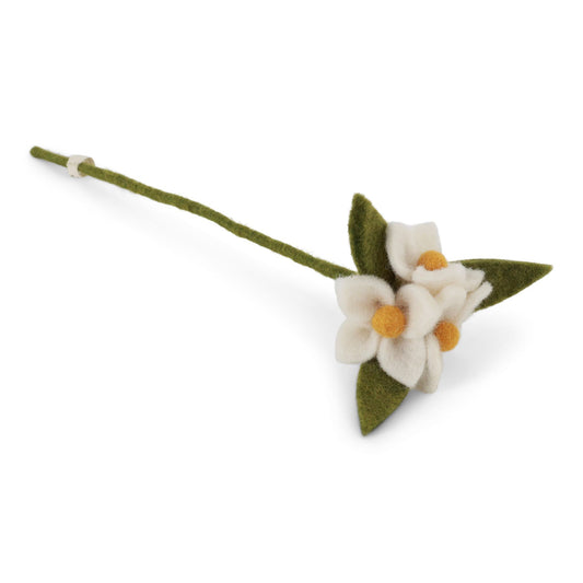 Gry & Sif Filzblumen Blüten am Stiel- weiß