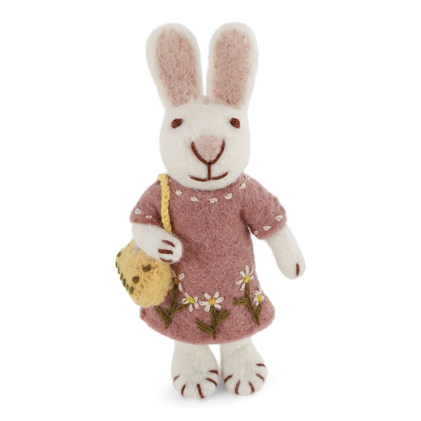 Gry & Sif Osterhase Filz Mädchen mit Handtasche Anhänger-weiss