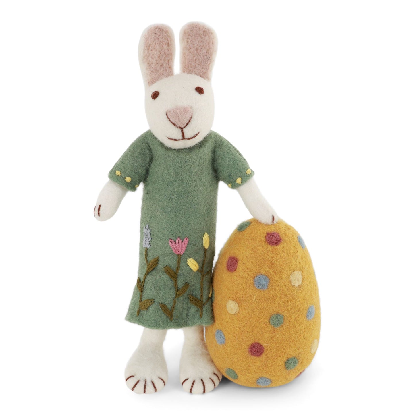 Gry & Sif Osterhase Filz Mädchen gross mit Osterei-weiss