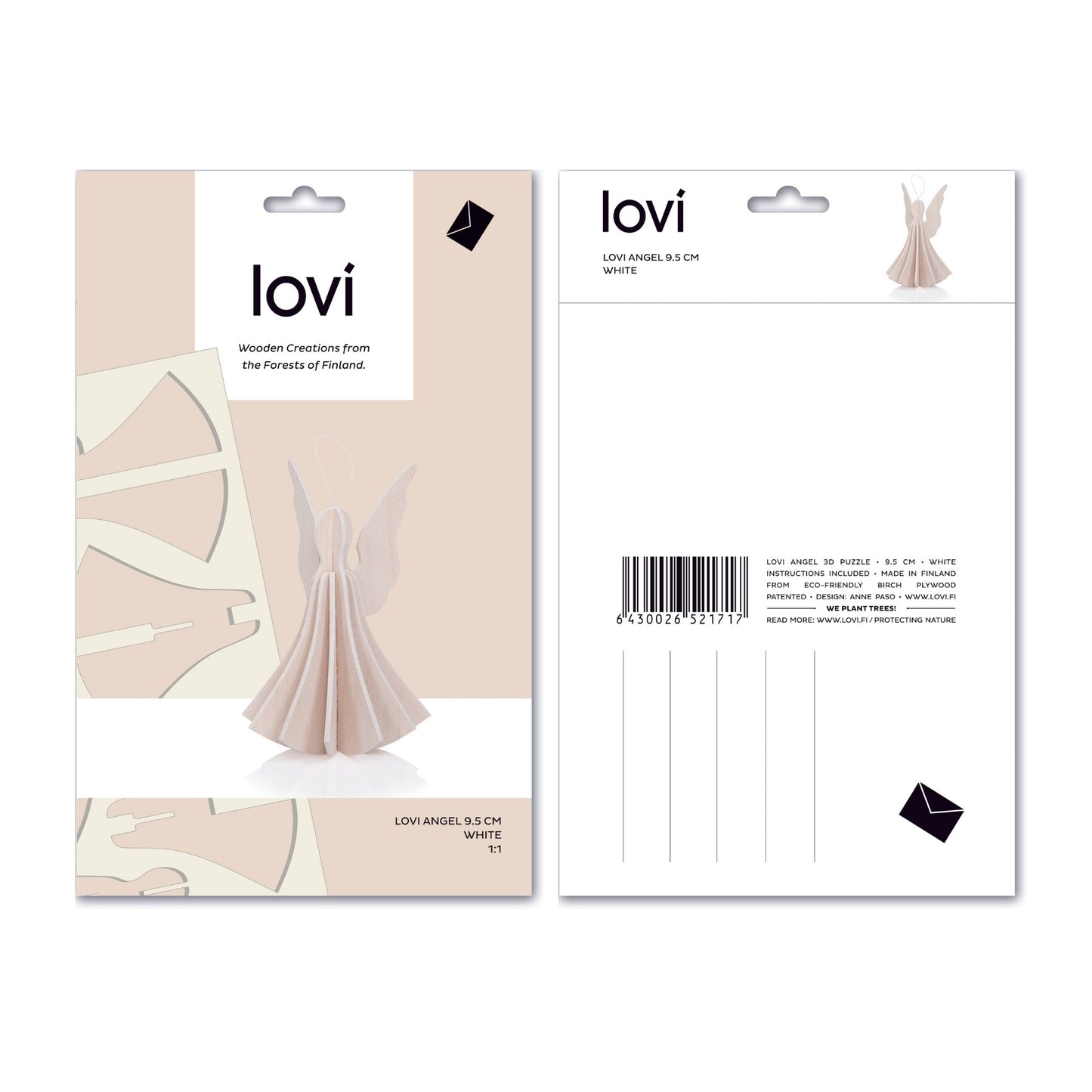 LOVI. Holzfigur Engel 95cm natural wood