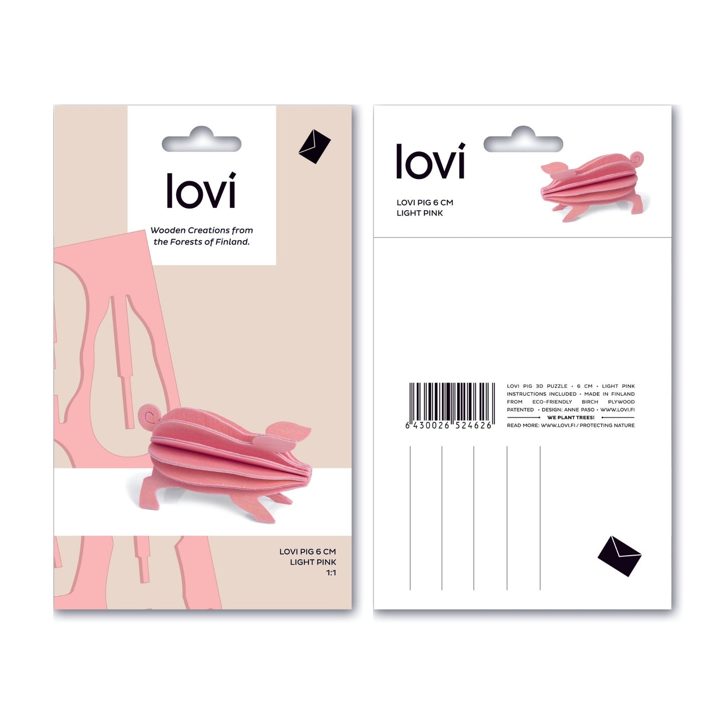 LOVI. Holzfigur Glücksschwein 6cm