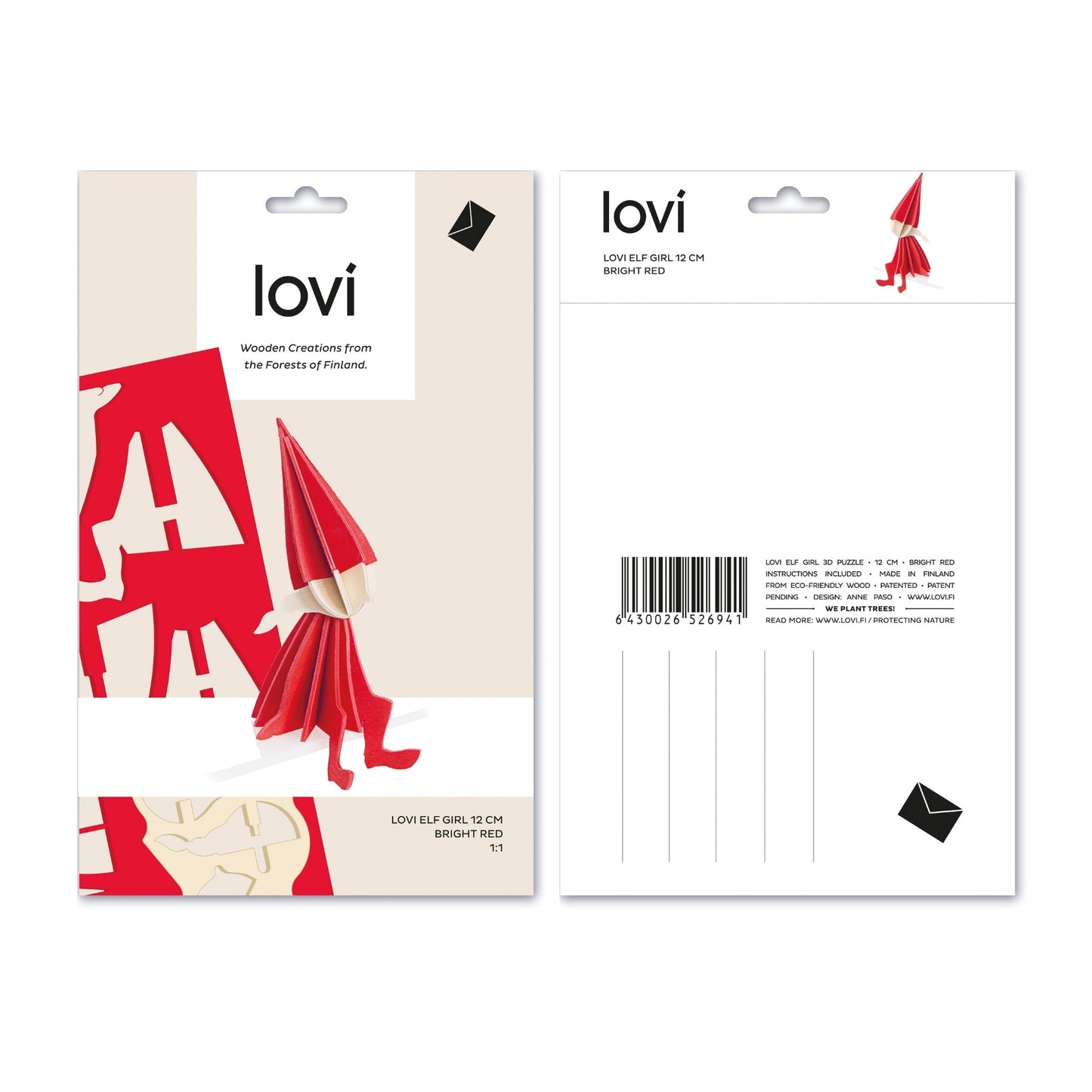 LOVI. Holzfigur Nissepige Wichtelmädchen Elf Girl - 12cm