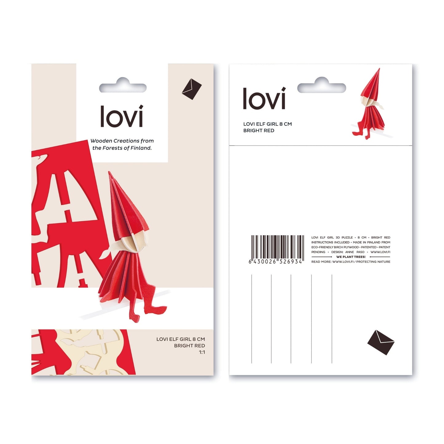 LOVI. Holzfigur Nissepige Wichtelmädchen Elf Girl - 8cm