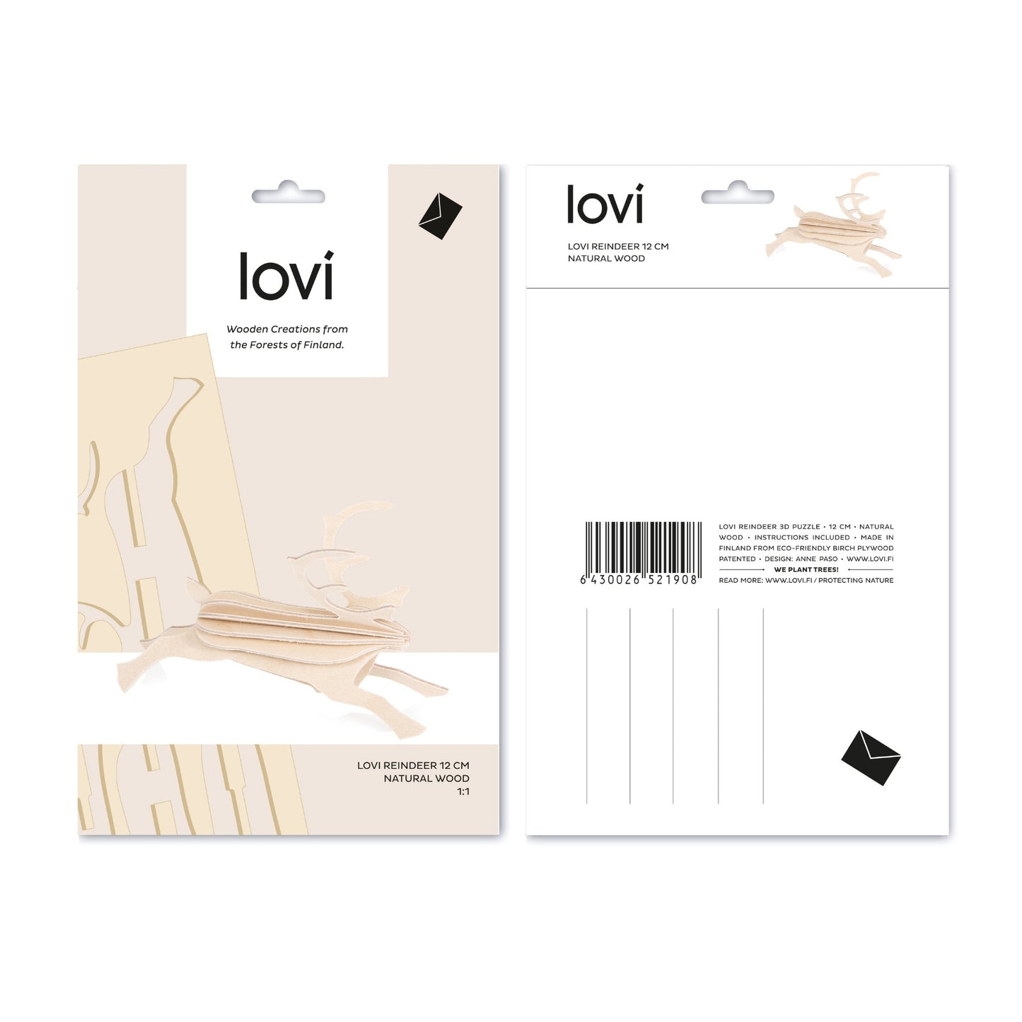 LOVI. Holzfigur Rentier 12cm