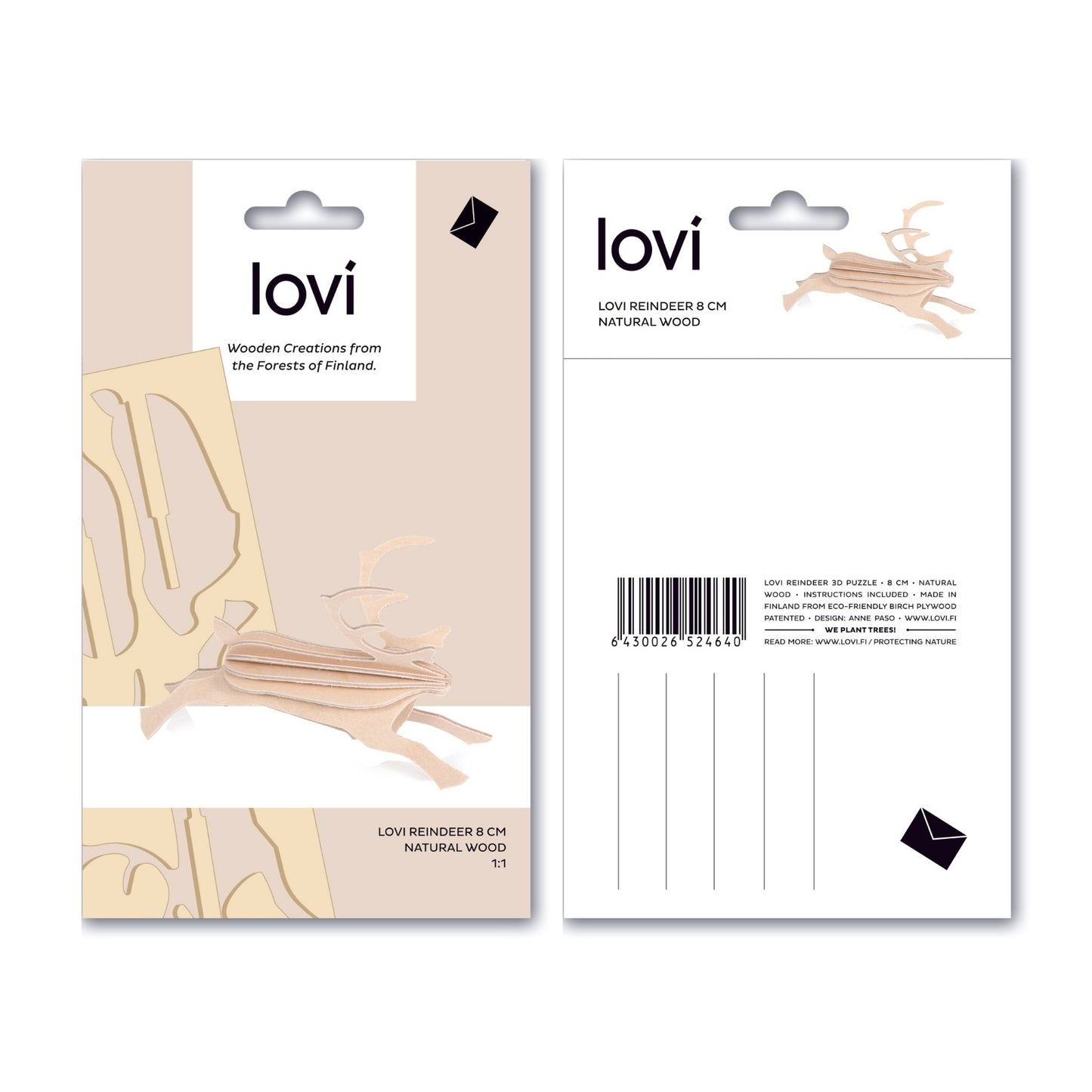 LOVI. Holzfigur Rentier 8cm