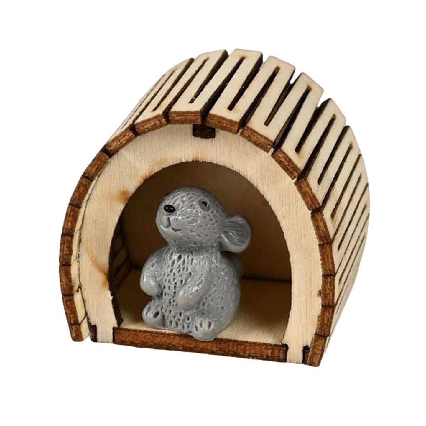 Wichteltür Zubehör - Maus in Höhle aus Holz