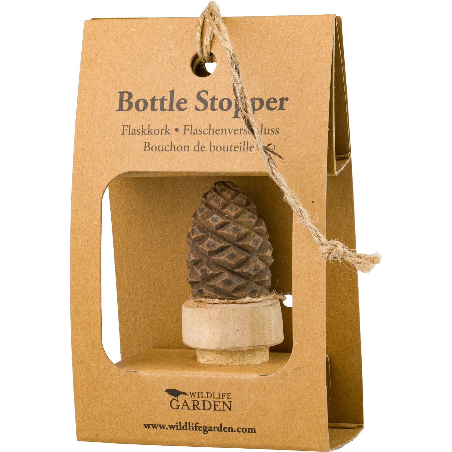 Wildlife Garden Flaschenverschluss Tannenzapfen aus Holz - Handgemacht Verpackung