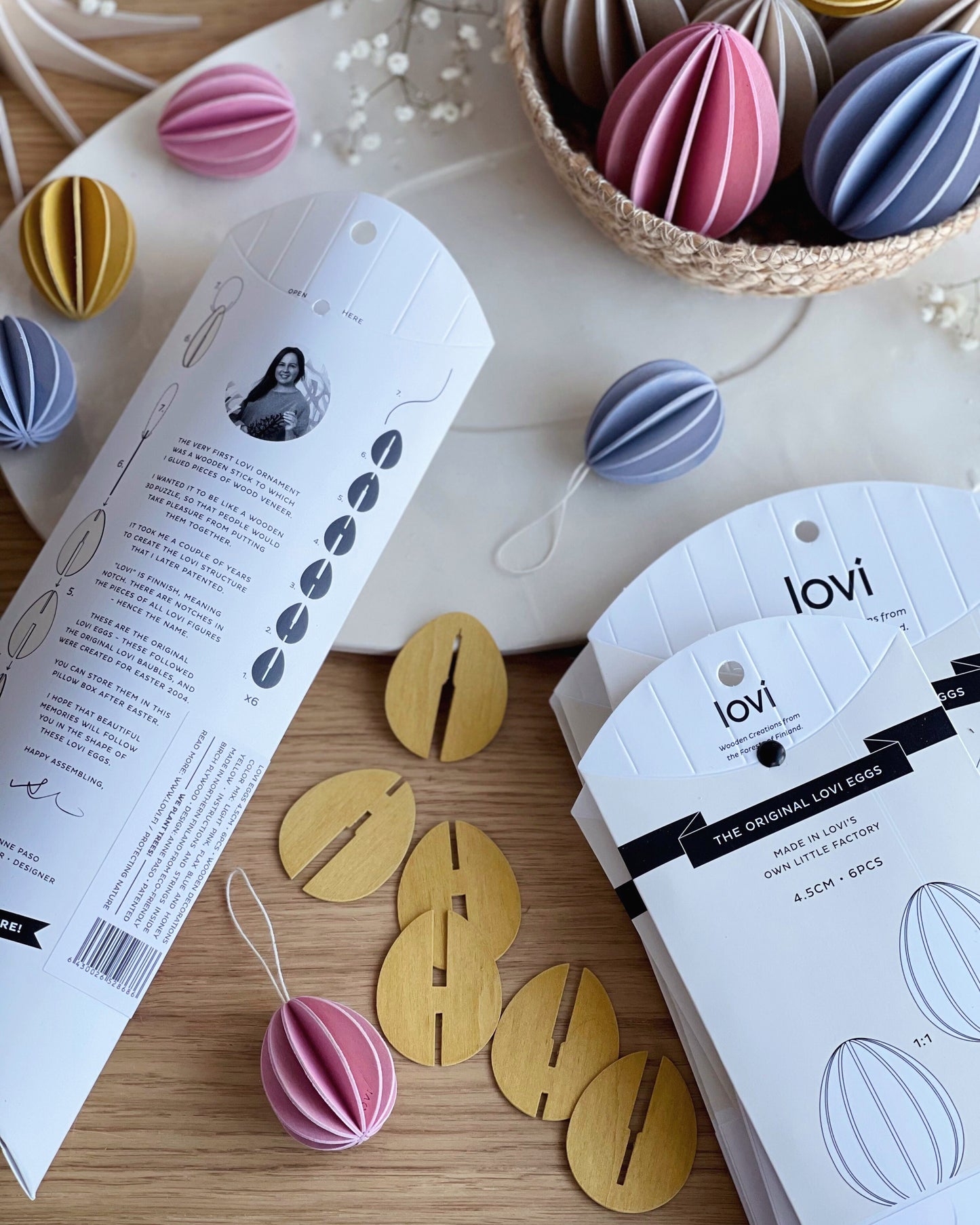 lovi Holzfigur Eier 6er Set 4,5cm Farbmix Verpackung