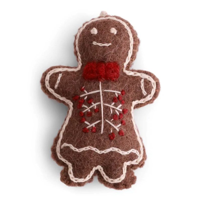 Gry & Sif Baumschmuck Filz Lebkuchenfrau mit Stickerei - Anhänger