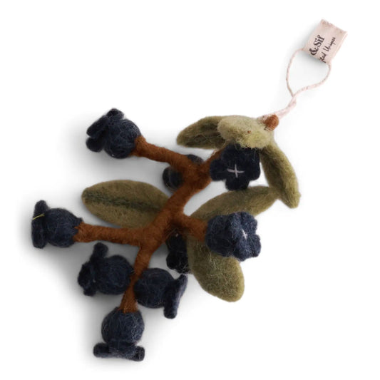 Gry & Sif Filzblumen Blaubeerzweig kurz Mini - Anhänger