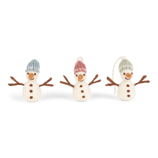 Gry & Sif Filz Schneemann mit Astarmen 3er Set Anhänger - pastelfarben