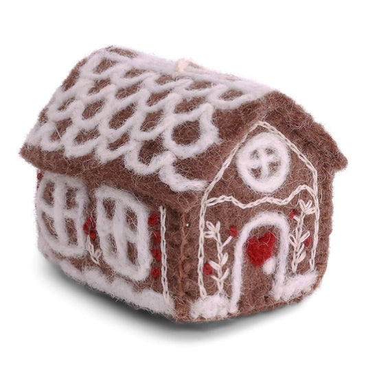 Gry & Sif Baumschmuck Filz Lebkuchenhaus mit Stickerei - Anhänger