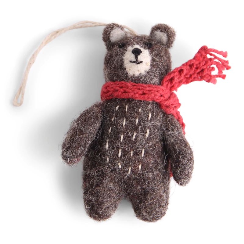 Gry & Sif Baumschmuck Filz Teddy mit Schal - Anhänger