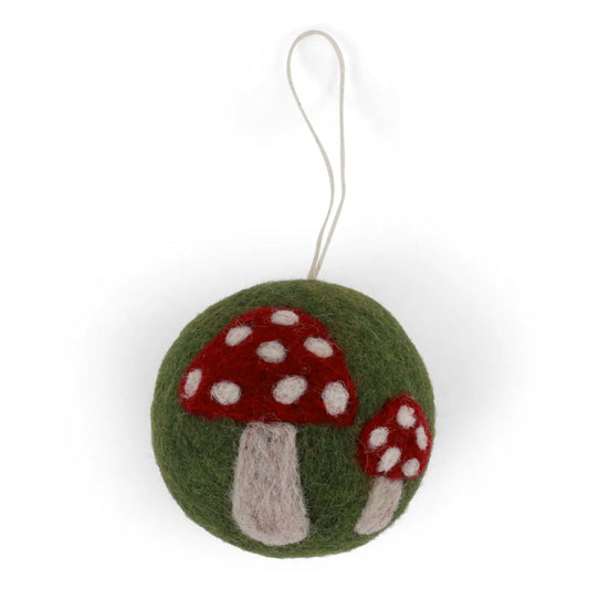 Gry & Sif Filzfiguren Weihnachten Baumschmuck Kugel mit Fliegenpilze