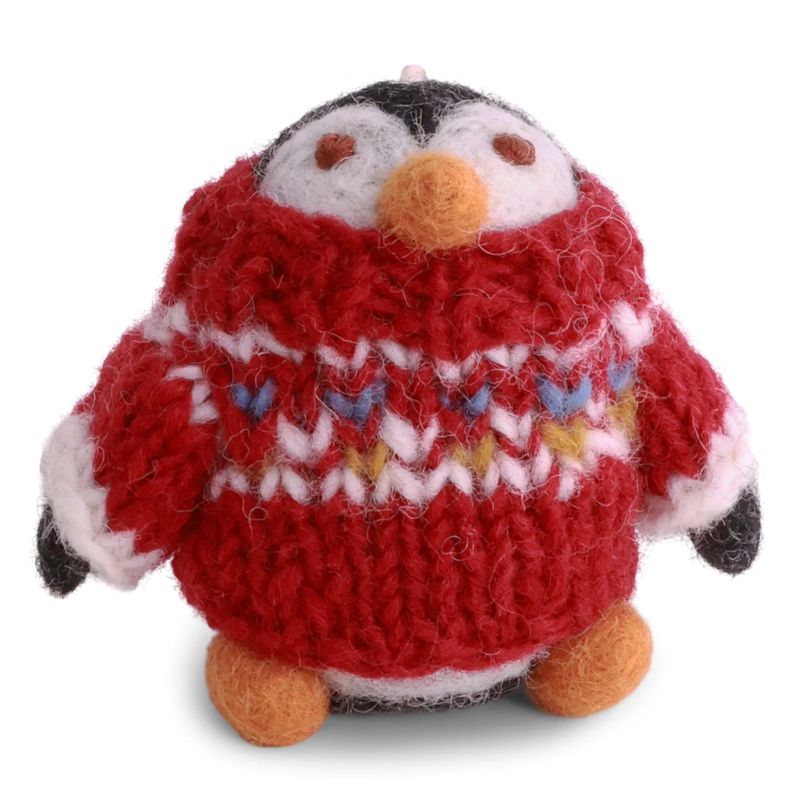 Gry & Sif Filztiere Pinguin mit Strickpulli - Anhänger