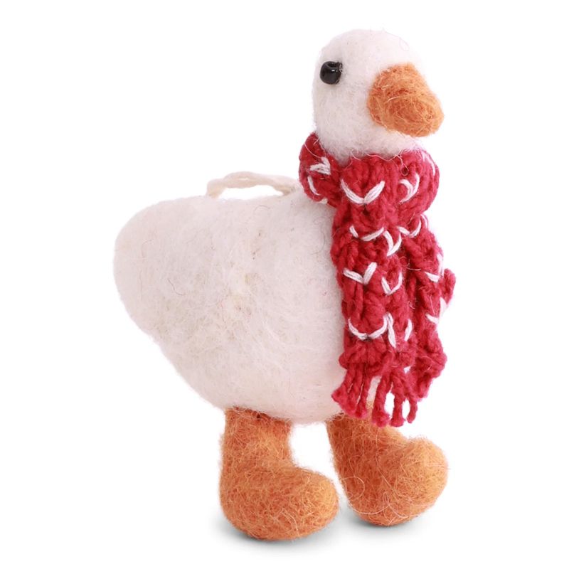 Gry & Sif Baumschmuck Filz Gans mit Strickschal - Anhänger