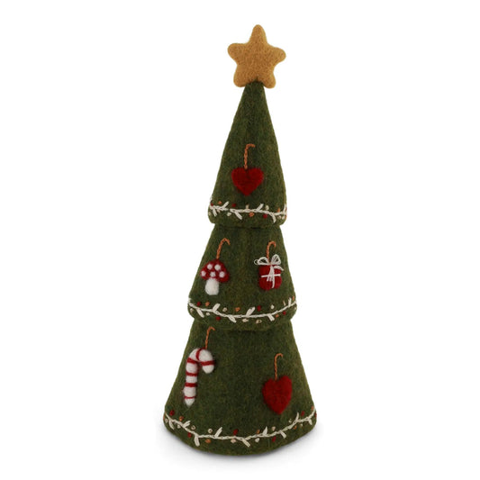 Gry & Sif Filz Weihnachtsbäue stehend geschmückt 30cm - grün