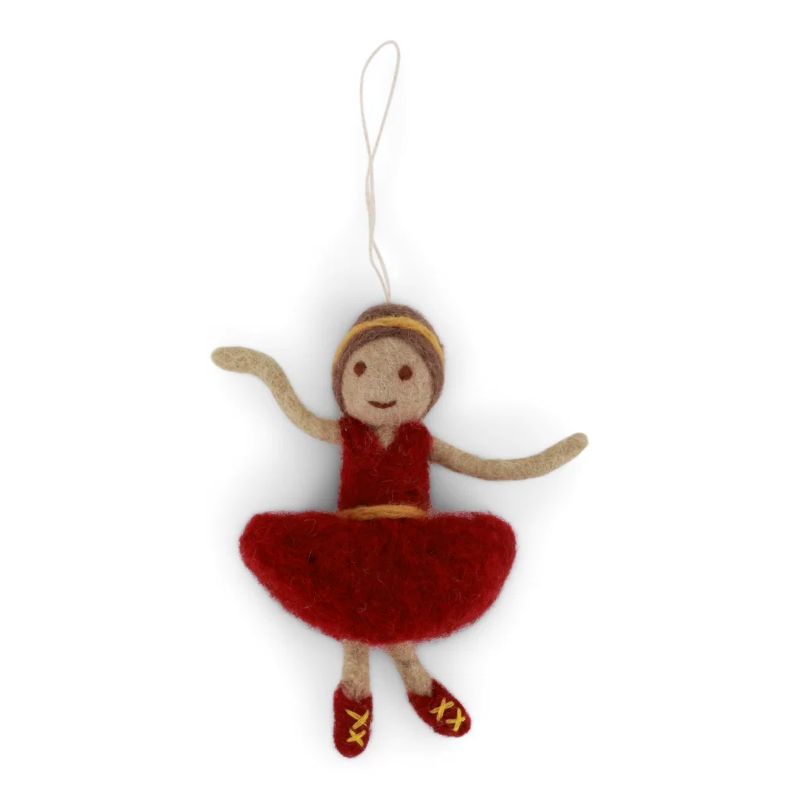 Gry & Sif Baumschmuck Filz Ballerina Anhänger - weiß, rot