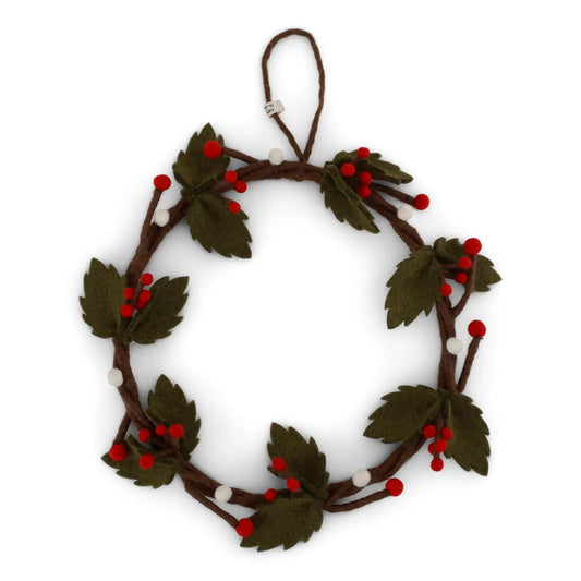 Gry & Sif Türkranz Filz Weihnachten mit roten und weißen Beeren