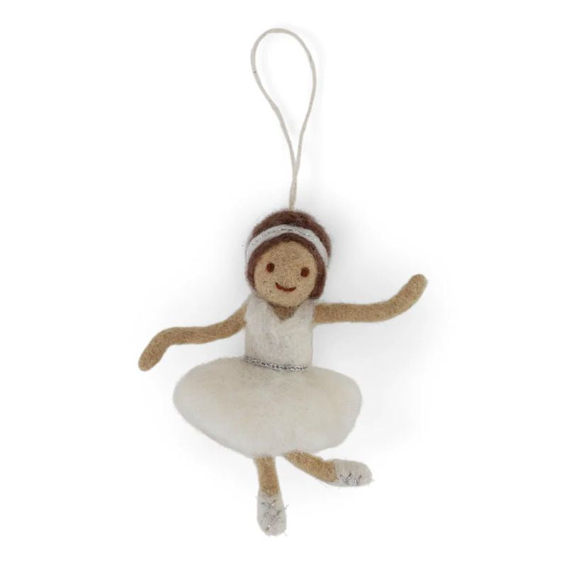 Gry & Sif Baumschmuck Filz Ballerina Anhänger - weiß, rot
