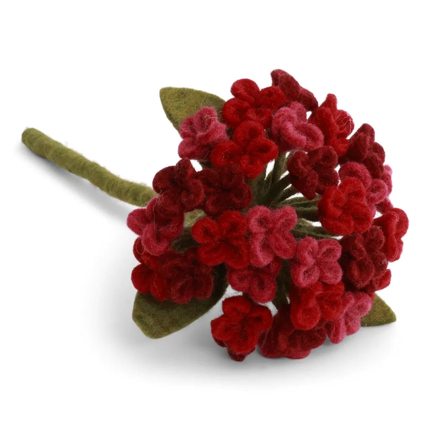 Gry & Sif Filzblumen Hortensien am Stiel lang - rosa, blau, dunkelrot
