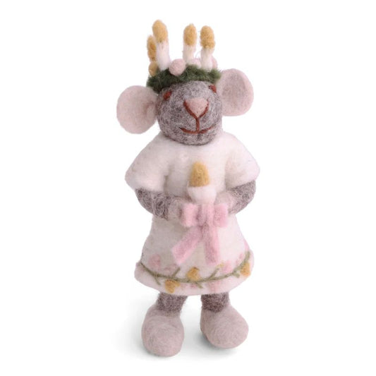 Gry & Sif Filzfiguren Weihnachten Maus Lucia Mädchen Anhänger - grau