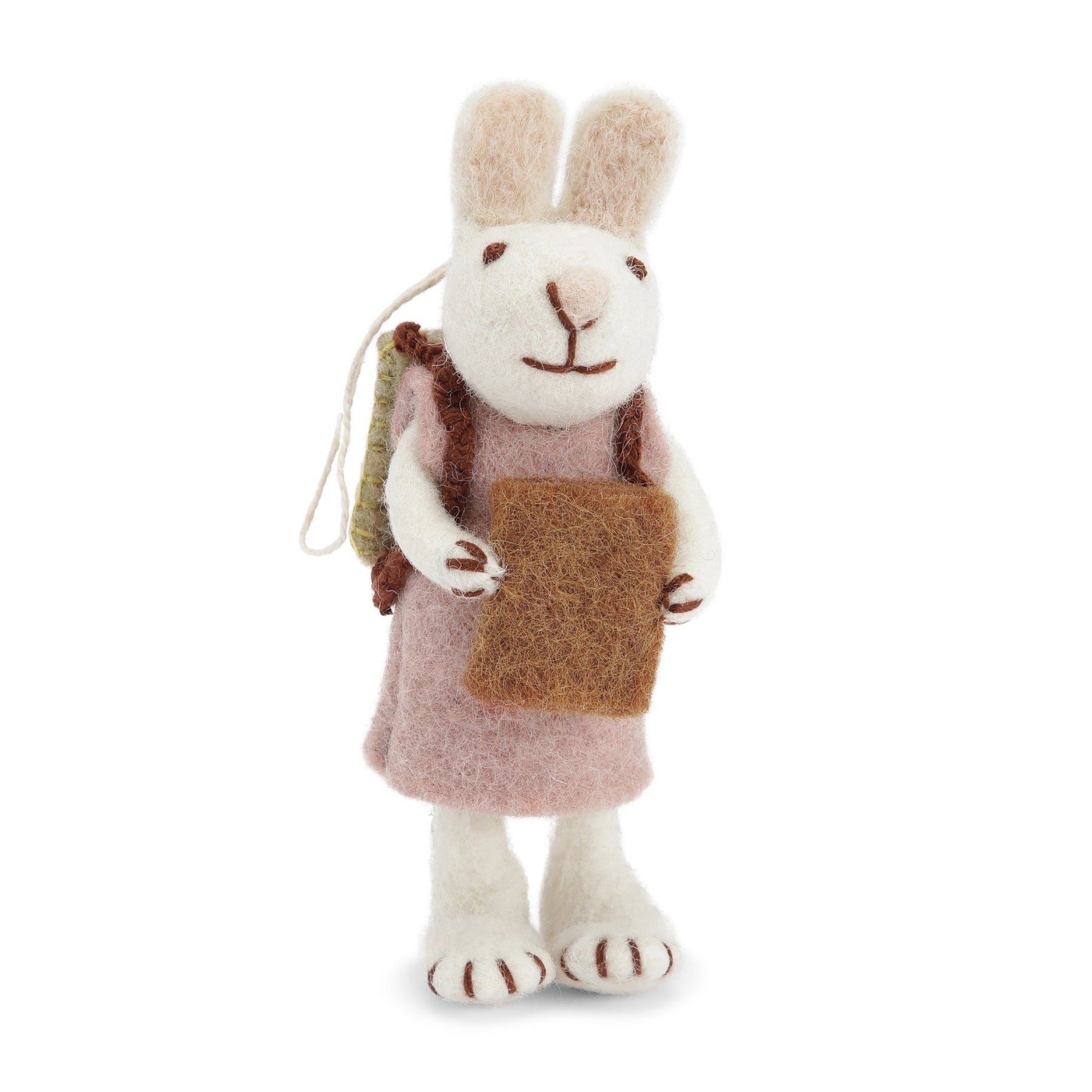Gry  Sif. Filz - Großes Osterhasen Mädchen weiß Kleid Rucksack und Buch