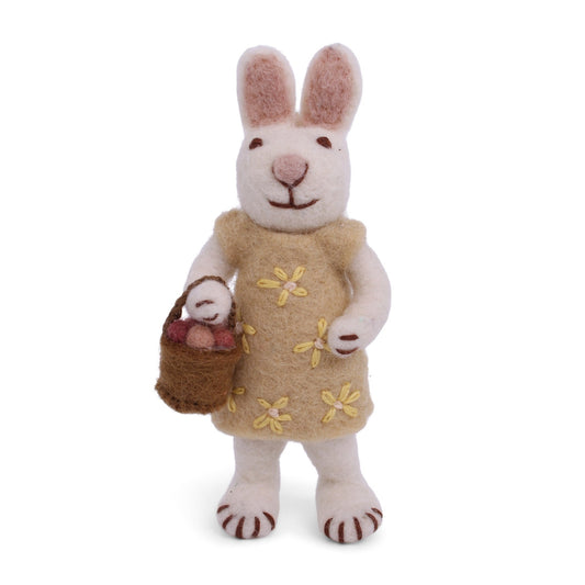 Gry  Sif. Filz - Osterhase mit Blümchenkleid und Eier - Korb Anhänger