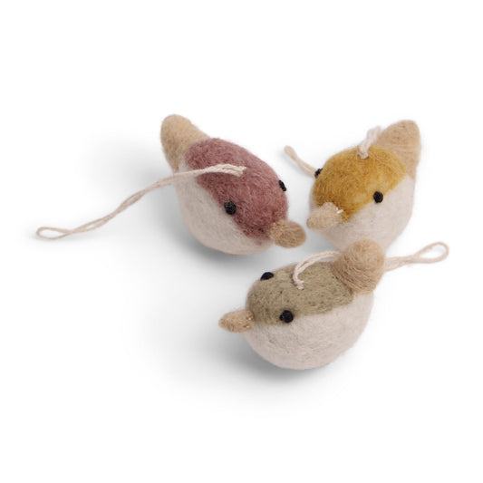 Gry  Sif. Filz - Vögel 3er Set Anhänger - pastell