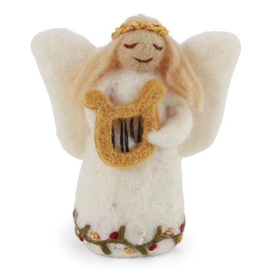 Gry & Sif Baumschmuck Filz Engel mit Harfe Anhänger