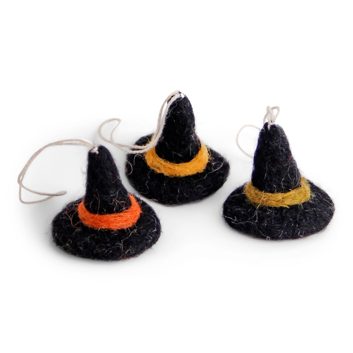 Gry & Sif Filz Hexenhüte - Anhänger grün, gelb, orange