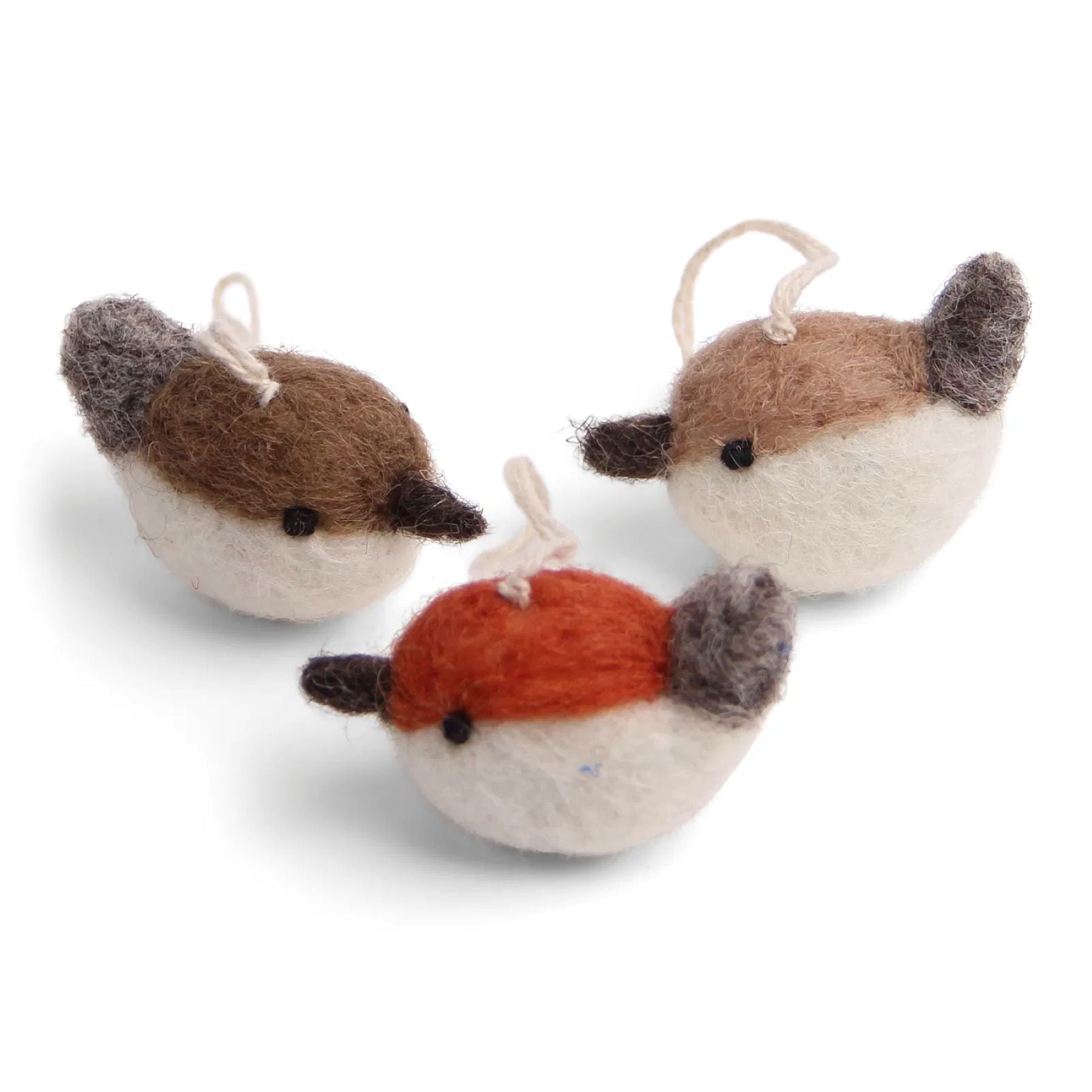 Gry & Sif Filz Vögel Anhänger 3er Set - braun