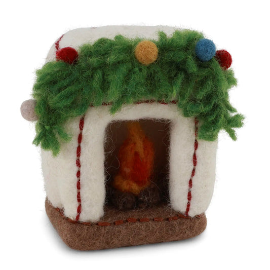Gry & Sif Filz Weihnachten Zubehör Haus - Kamin - Fuchsfamilie