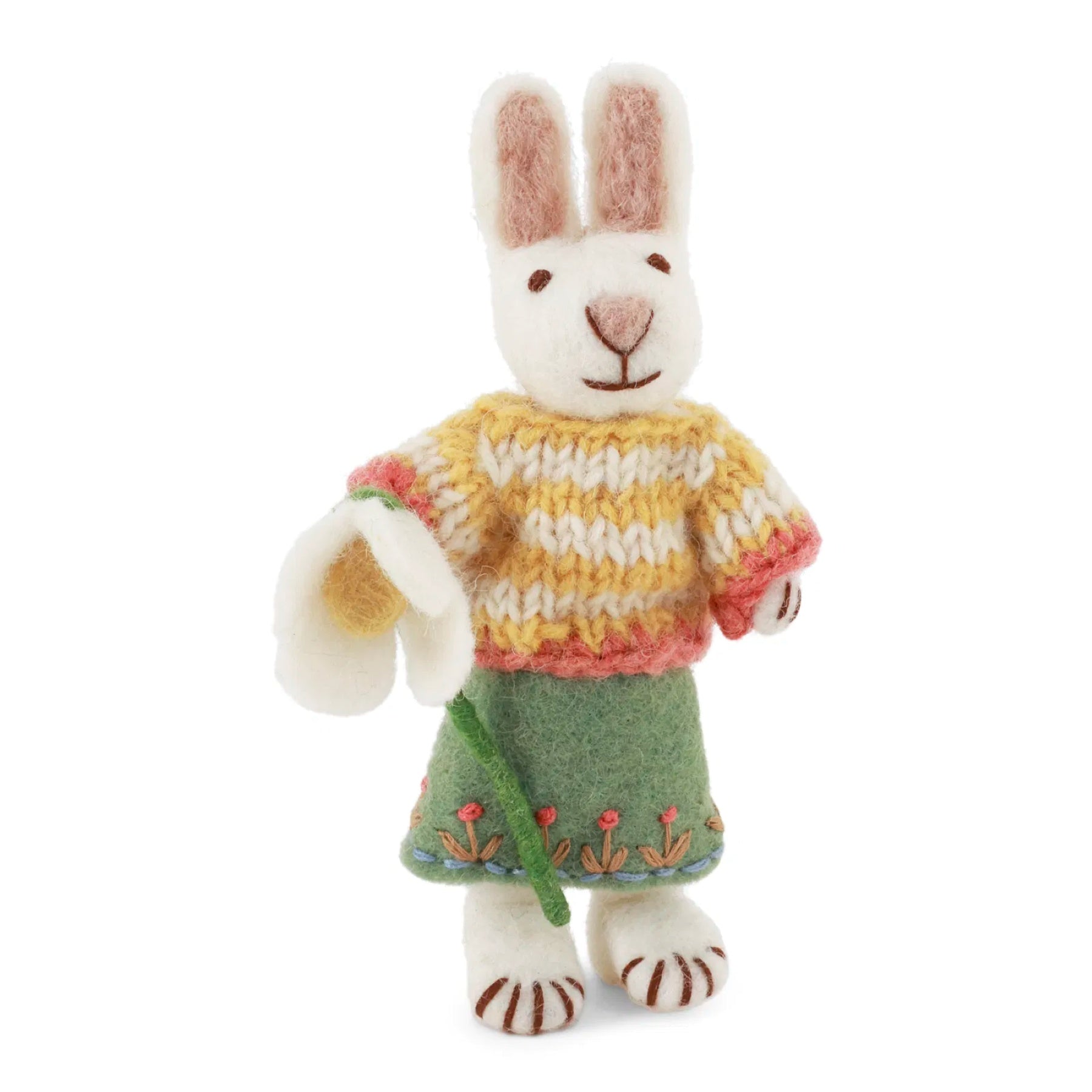 Gry & Sif Osterhase Mädchen Filz mit Rock und Blume