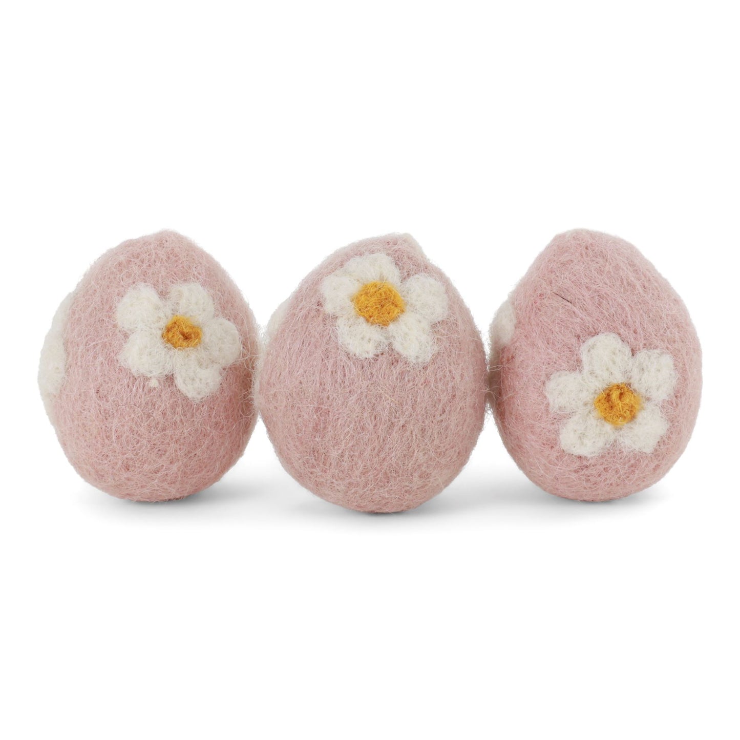 Gry & Sif Ostern Filz Eier klein mit Blumen 3er Set Anhänger- rosa