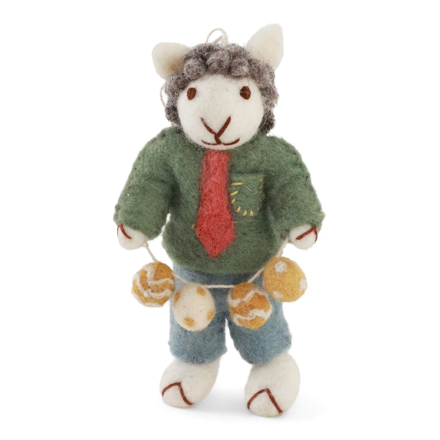 Gry & Sif Ostern Filz Lamm mit Eier Girlande Anhänger - grau