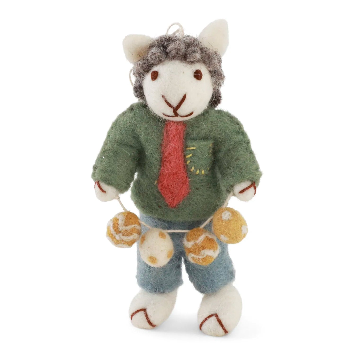 Gry & Sif Ostern Filz Lamm mit Eier Girlande Anhänger - grau