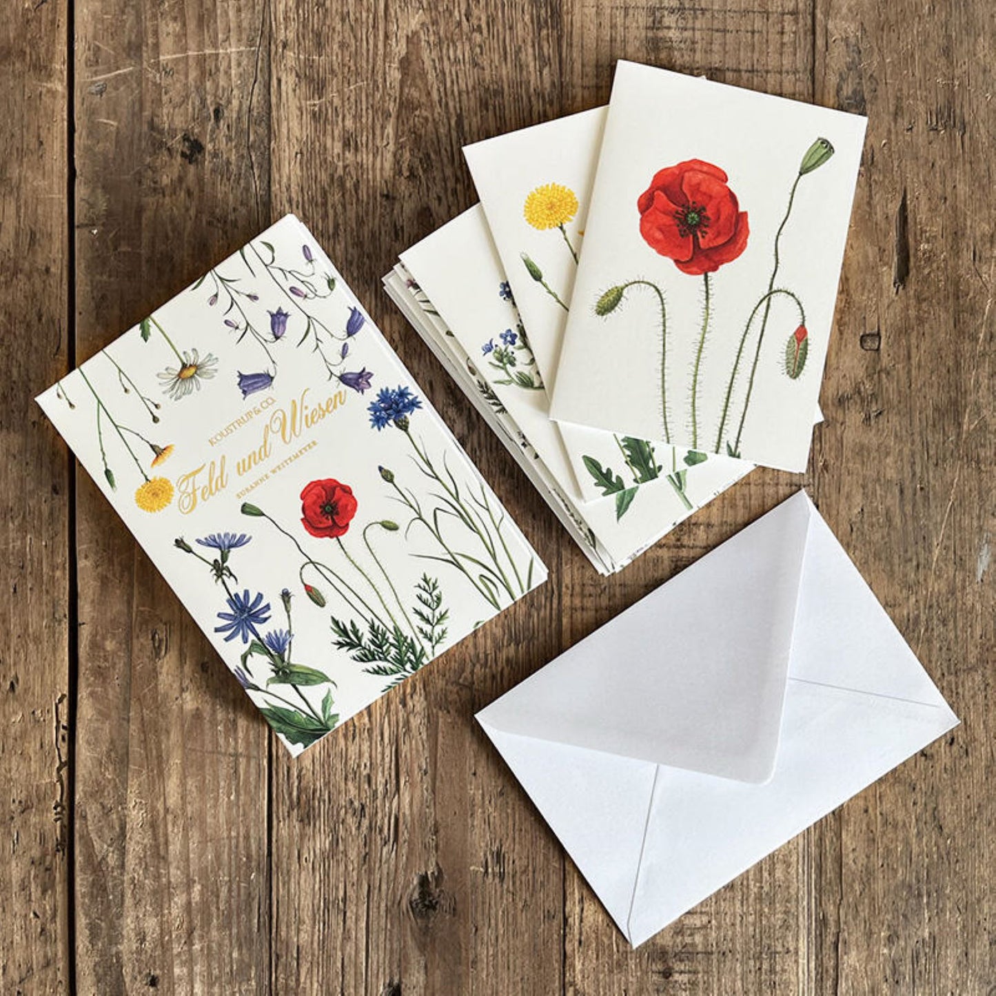 KOUSTRUP & CO Papeterie - Postkarten Set Feld- und Wiesenblumen ausgepackt